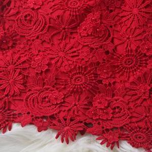 Luxury Designer Lace Dress - Red