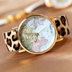 Cool Leopard Print World Map Watch