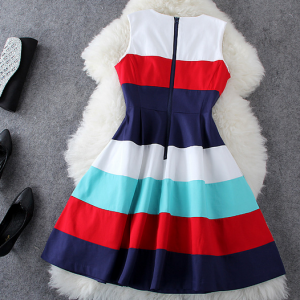 Summer Fashion Color Stripe Sleeveless Dress..