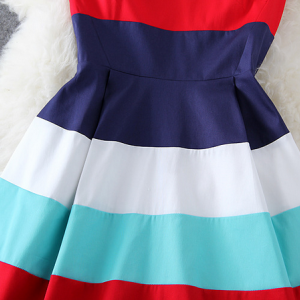 Summer Fashion Color Stripe Sleeveless Dress..