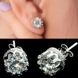 Mt0172 Crown Diamond Stud Earring