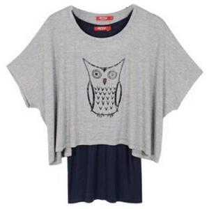 Owl Two-piece Short Sleeve T-shirt Gg716he