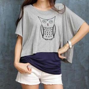 Owl Two-piece Short Sleeve T-shirt Gg716he