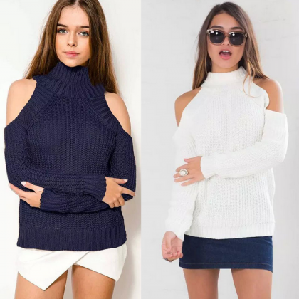Fashion Strapless Loose Knitting Sweater 2100540