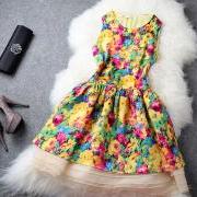 Nice Floral Silk Dress&Party Dress