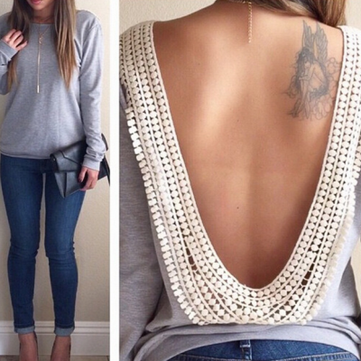 Sexy backless top shirt sweater